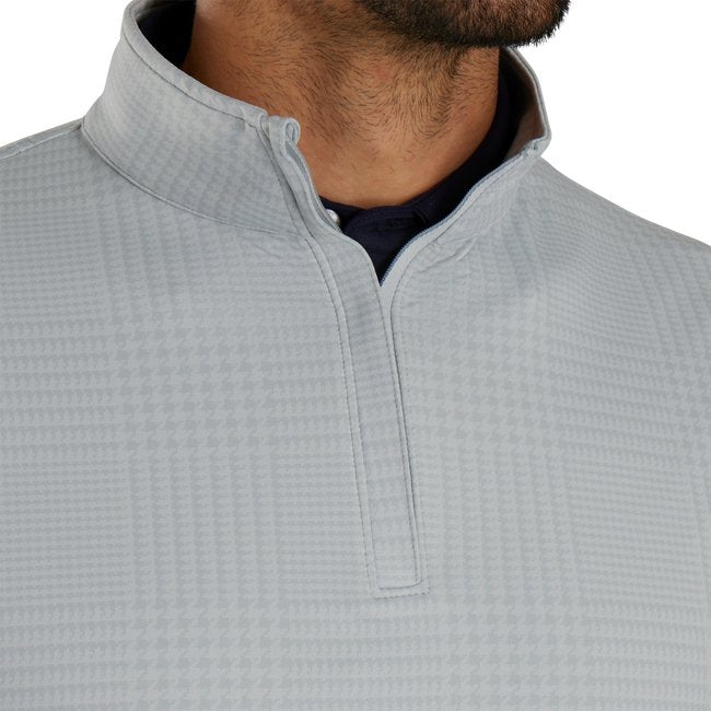 Footjoy Midlayer Glen Plaid Printed Quarter Zip- Grey Cliff