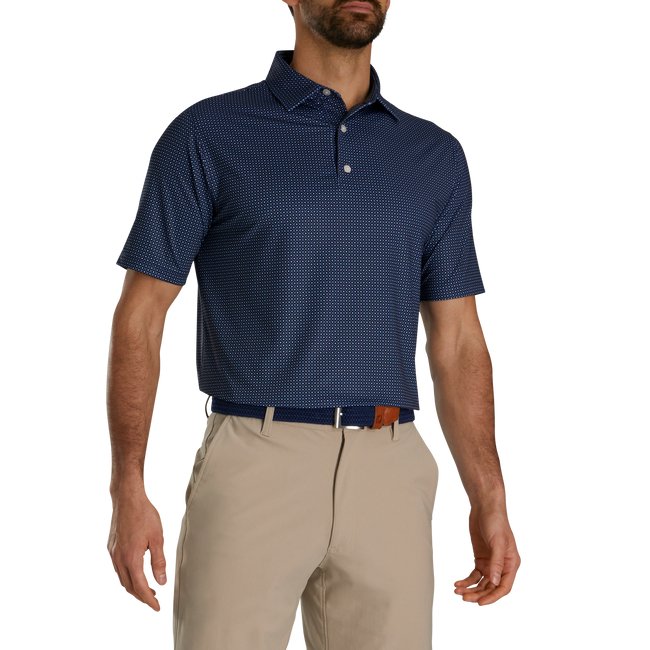 FootJoy Dot Geo Print Lisle Self Collar - Niagara Golf Warehouse FOOTJOY Men's Golf Shirt