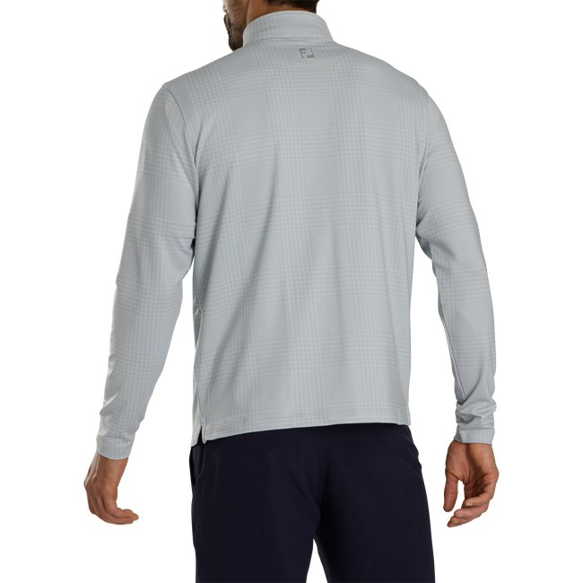 Footjoy Midlayer Glen Plaid Printed Quarter Zip- Grey Cliff