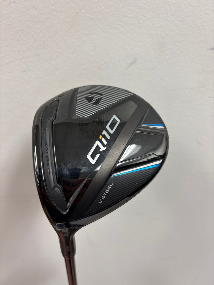 DEMO TaylorMade Qi10 Fairway- Left Hand- 15.0- HZRDUS Smoke Red 60g Regular Flex